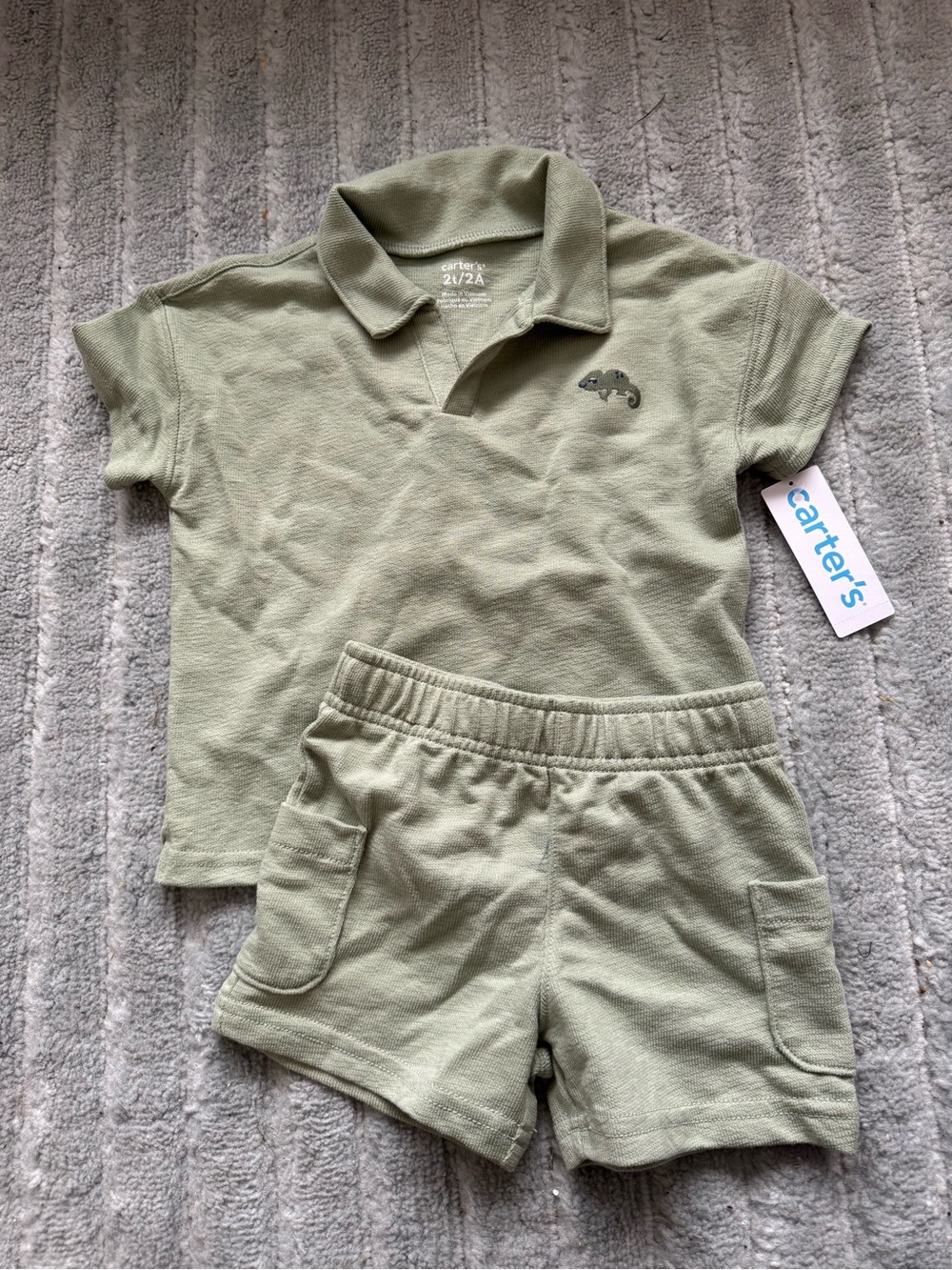 Carter's Olive Green Polo Shirt & Shorts Set